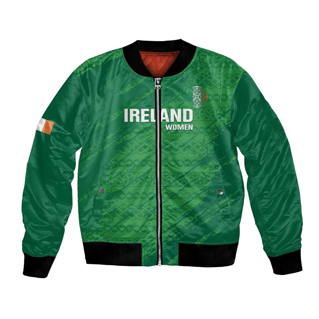 Custom Ireland Cricket Bomber Jacket Irish Celtic Knot - National Color