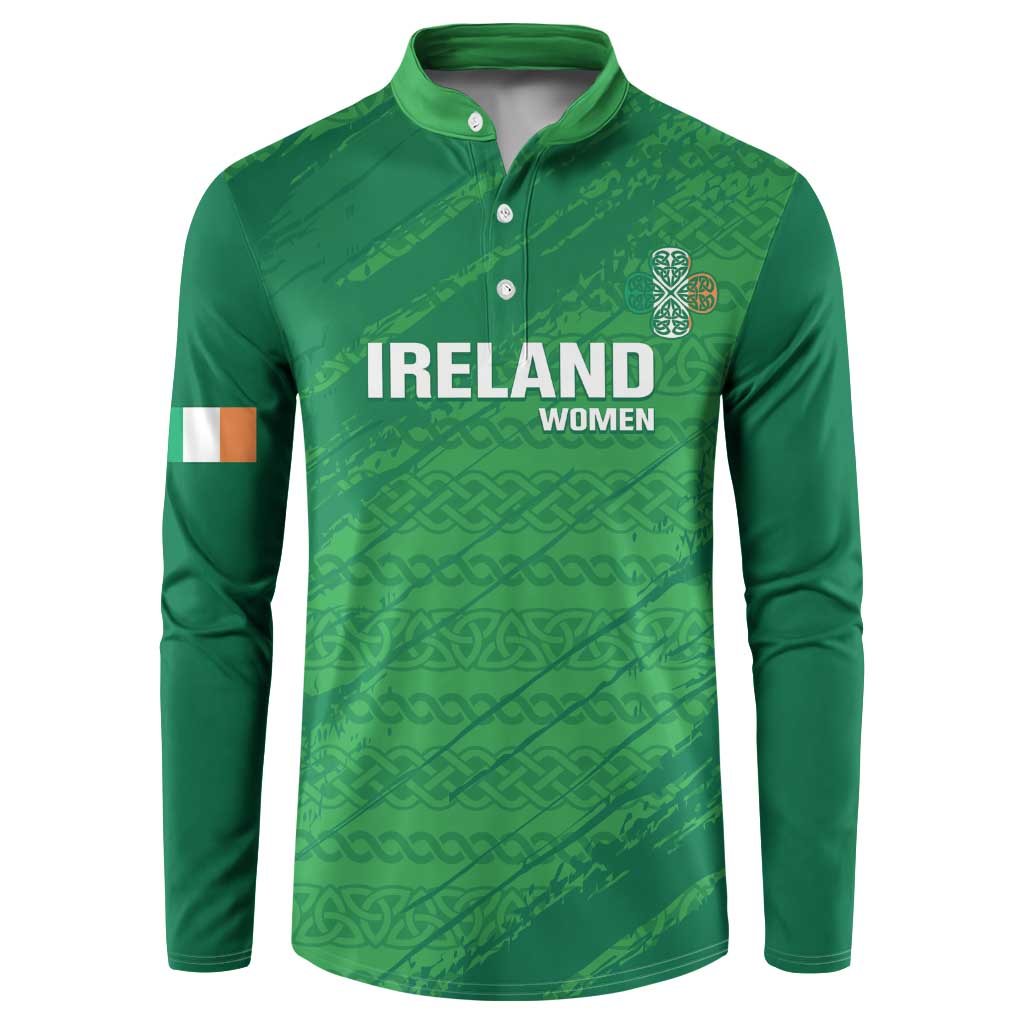 Custom Ireland Cricket Button Sweatshirt Irish Celtic Knot - National Color