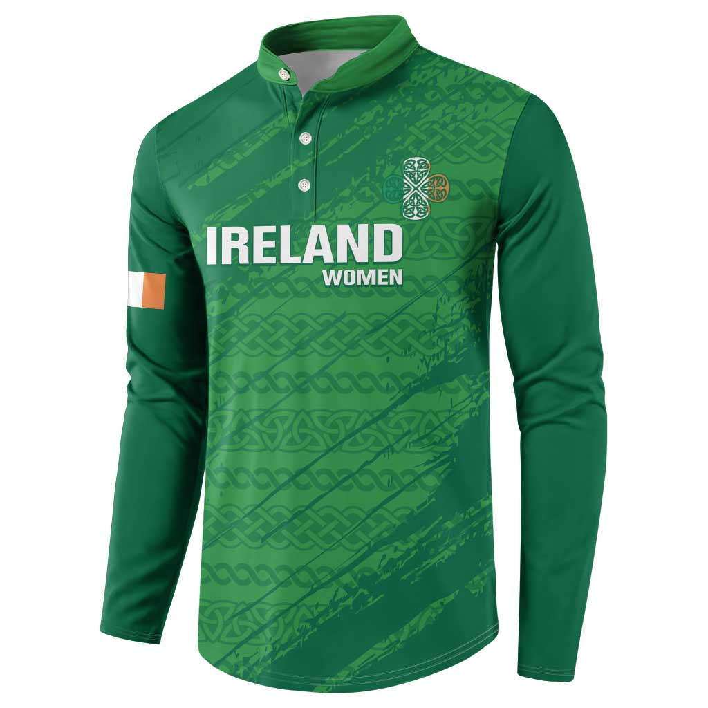 Custom Ireland Cricket Button Sweatshirt Irish Celtic Knot - National Color