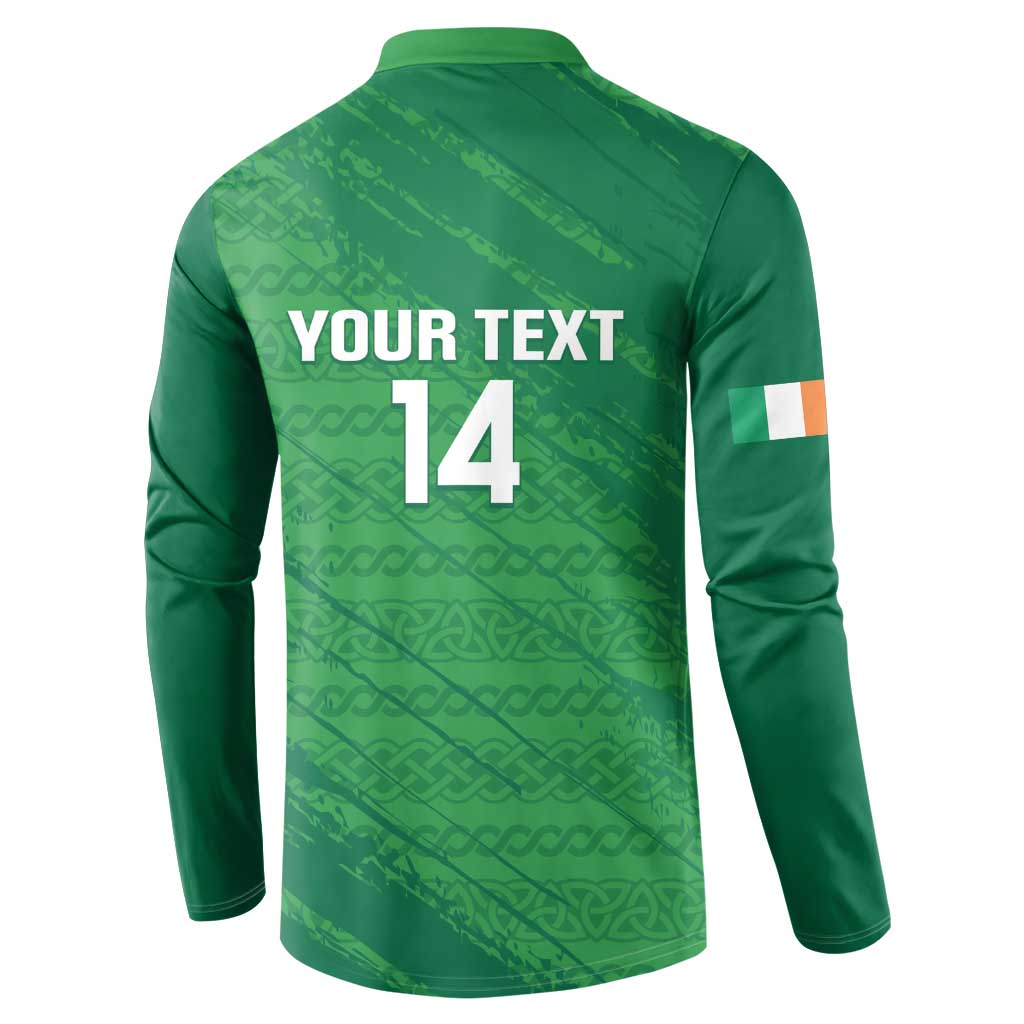 Custom Ireland Cricket Button Sweatshirt Irish Celtic Knot - National Color