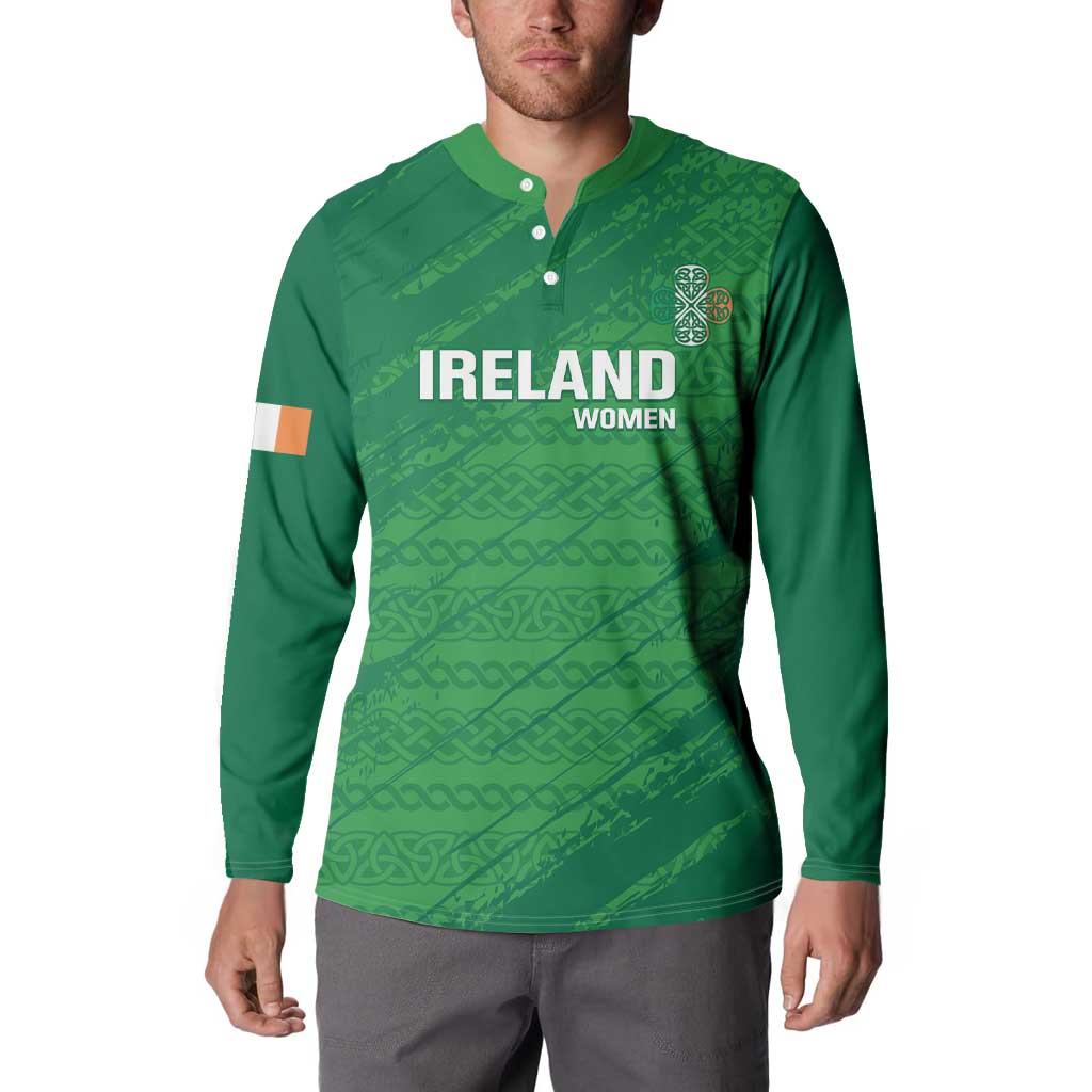 Custom Ireland Cricket Button Sweatshirt Irish Celtic Knot - National Color