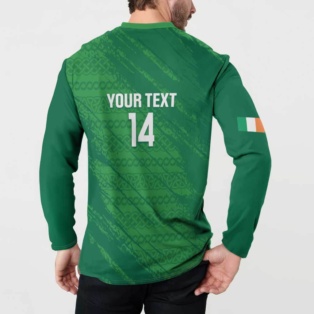 Custom Ireland Cricket Button Sweatshirt Irish Celtic Knot - National Color