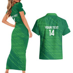 Custom Ireland Cricket Couples Matching Short Sleeve Bodycon Dress and Hawaiian Shirt Irish Celtic Knot - National Color