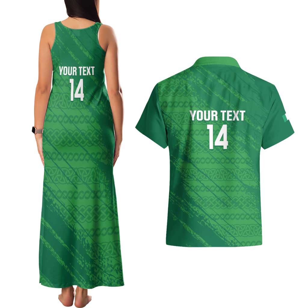 Custom Ireland Cricket Couples Matching Tank Maxi Dress and Hawaiian Shirt Irish Celtic Knot - National Color
