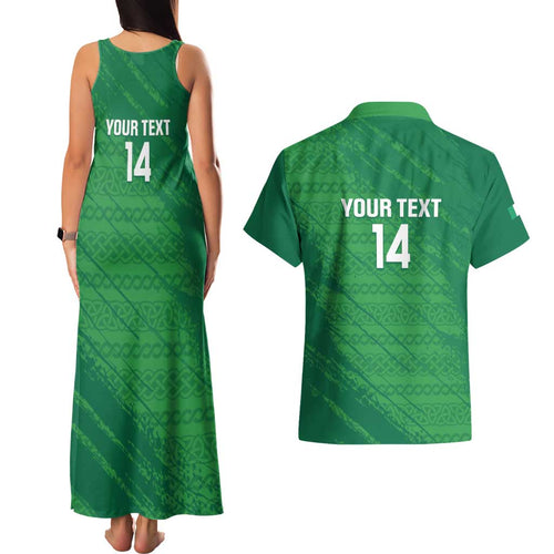 Custom Ireland Cricket Couples Matching Tank Maxi Dress and Hawaiian Shirt Irish Celtic Knot - National Color