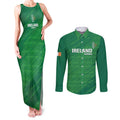 Custom Ireland Cricket Couples Matching Tank Maxi Dress and Long Sleeve Button Shirt Irish Celtic Knot - National Color