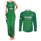 Custom Ireland Cricket Couples Matching Tank Maxi Dress and Long Sleeve Button Shirt Irish Celtic Knot - National Color