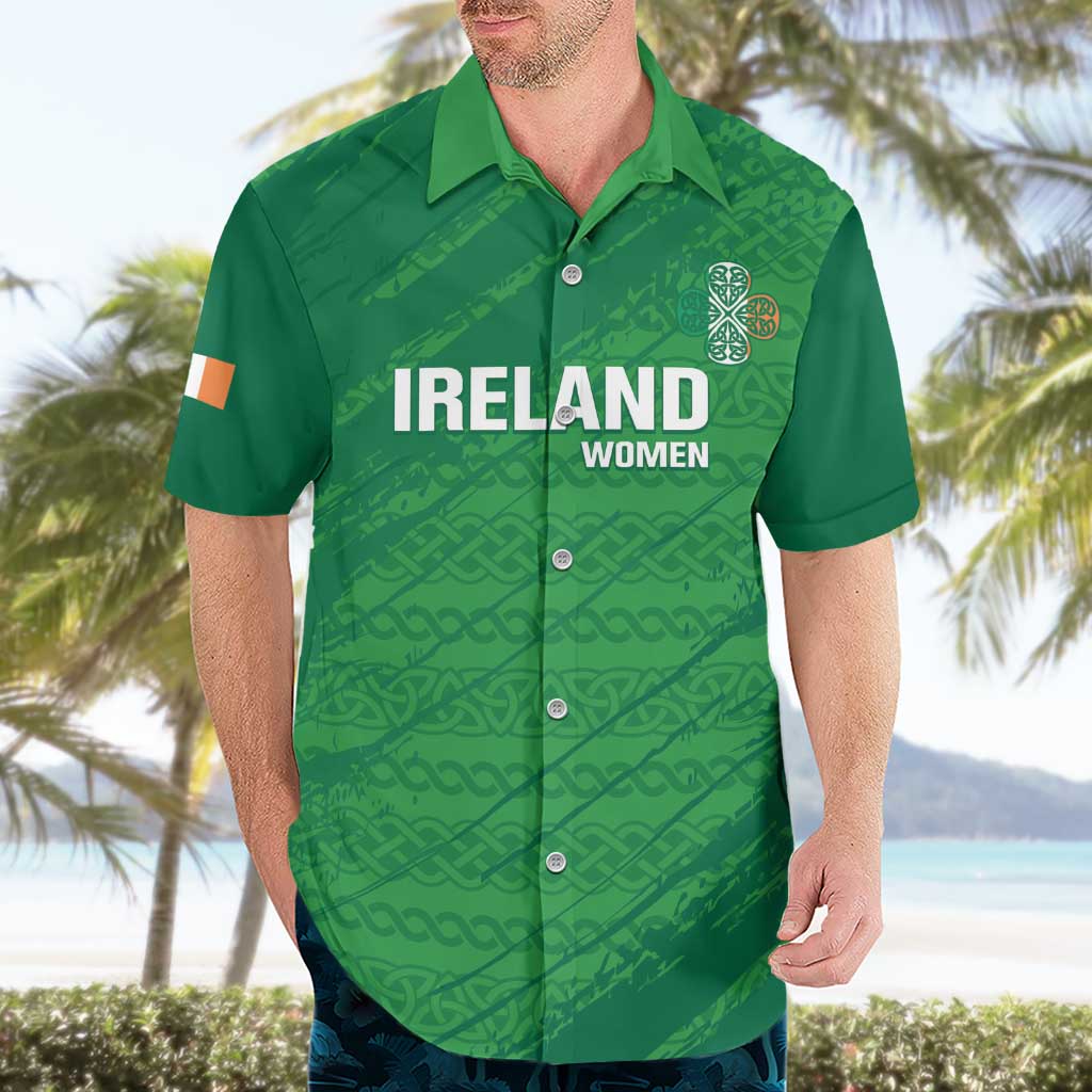 Custom Ireland Cricket Hawaiian Shirt Irish Celtic Knot - National Color