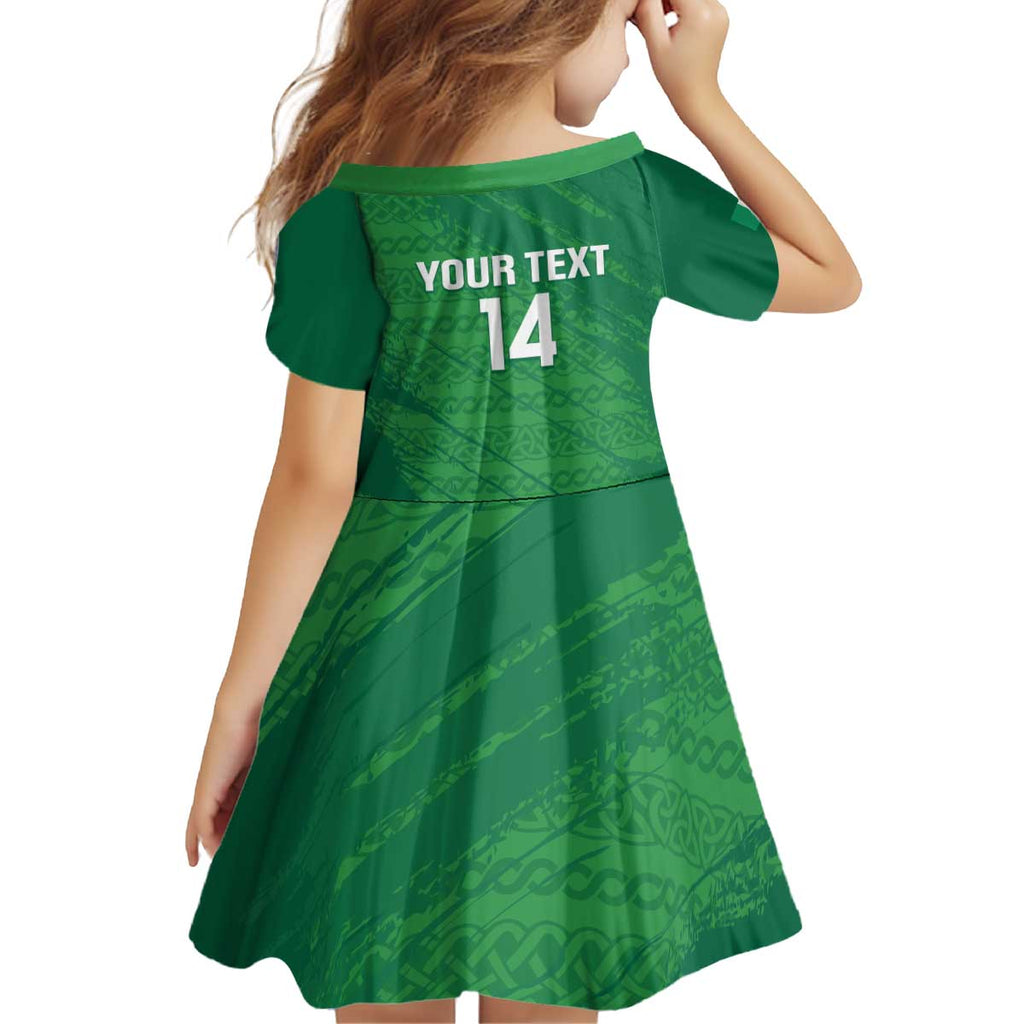 Custom Ireland Cricket Kid Short Sleeve Dress Irish Celtic Knot - National Color