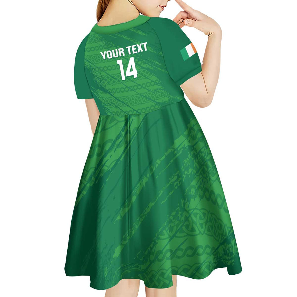 Custom Ireland Cricket Kid Short Sleeve Dress Irish Celtic Knot - National Color