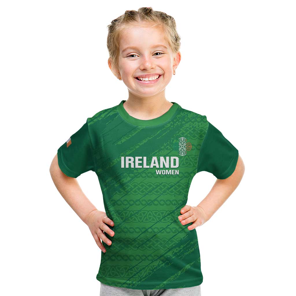 Custom Ireland Cricket Kid T Shirt Irish Celtic Knot - National Color