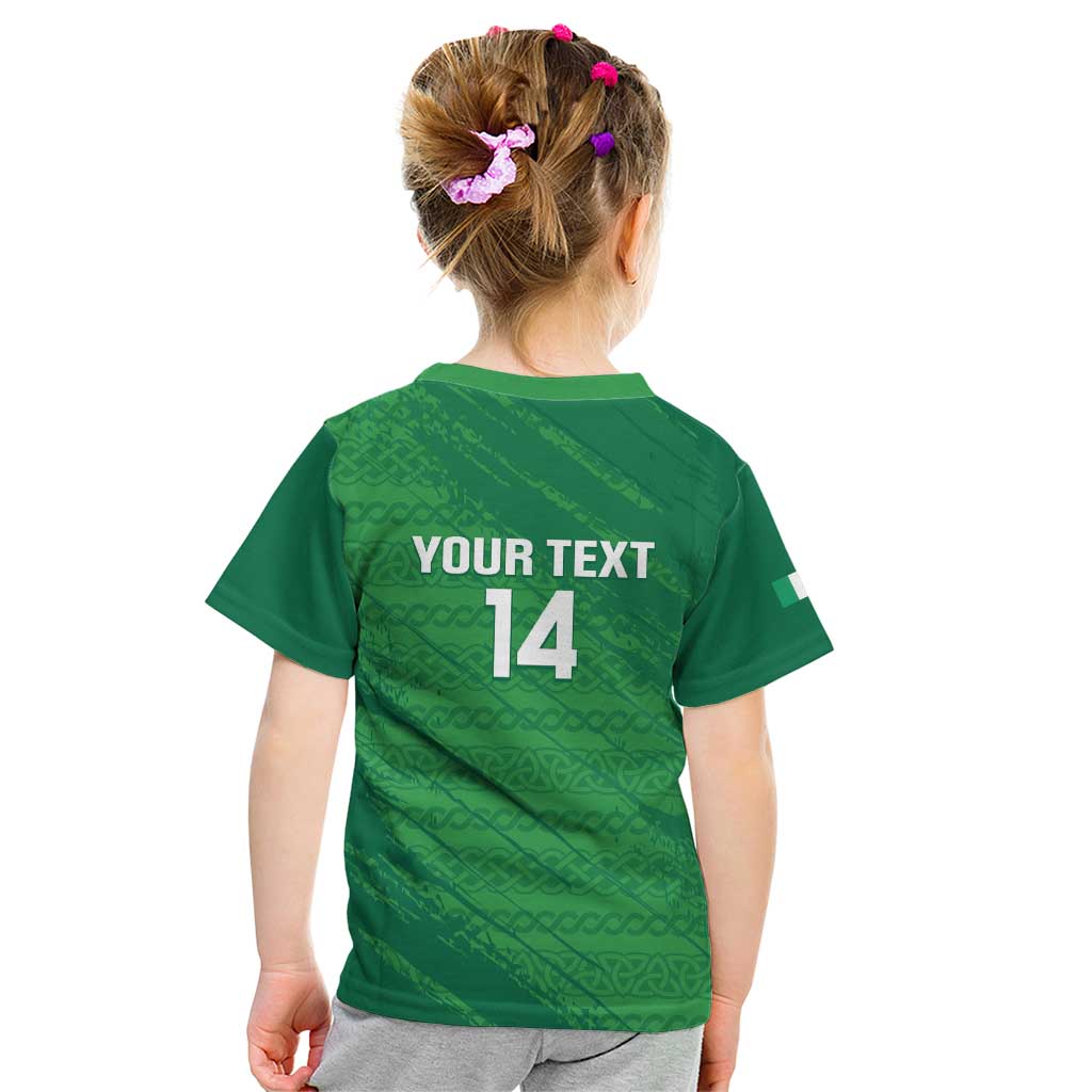 Custom Ireland Cricket Kid T Shirt Irish Celtic Knot - National Color