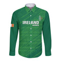 Custom Ireland Cricket Long Sleeve Button Shirt Irish Celtic Knot - National Color