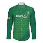 Custom Ireland Cricket Long Sleeve Button Shirt Irish Celtic Knot - National Color