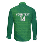 Custom Ireland Cricket Long Sleeve Button Shirt Irish Celtic Knot - National Color