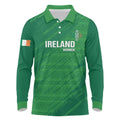 Custom Ireland Cricket Long Sleeve Polo Shirt Irish Celtic Knot - National Color