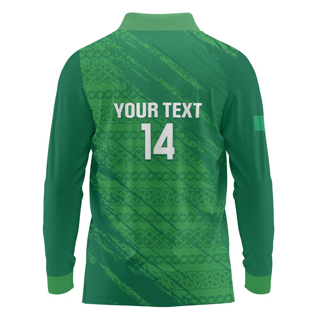 Custom Ireland Cricket Long Sleeve Polo Shirt Irish Celtic Knot - National Color
