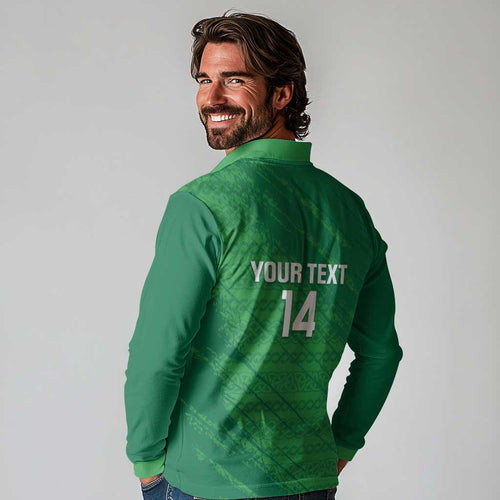 Custom Ireland Cricket Long Sleeve Polo Shirt Irish Celtic Knot - National Color