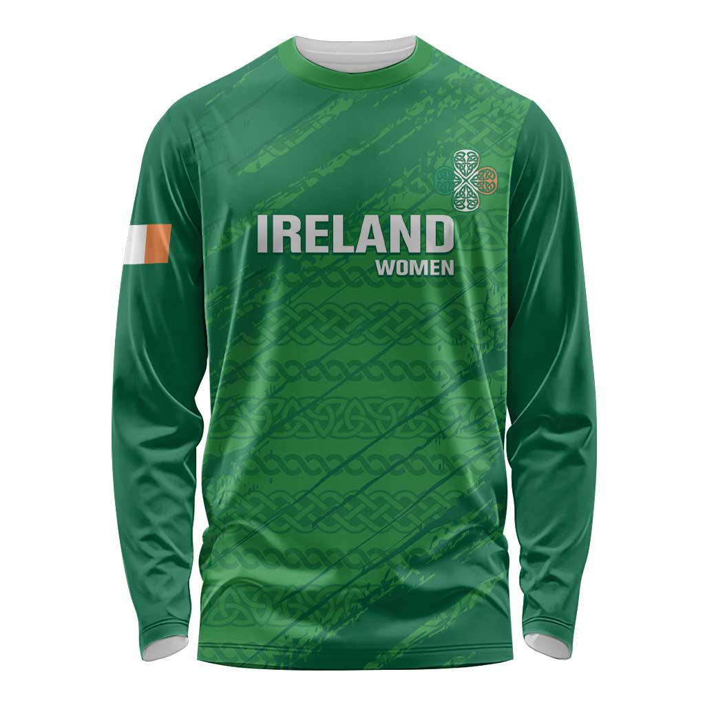 Custom Ireland Cricket Long Sleeve Shirt Irish Celtic Knot - National Color