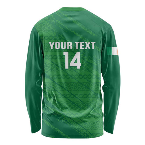 Custom Ireland Cricket Long Sleeve Shirt Irish Celtic Knot - National Color