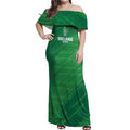 Custom Ireland Cricket Off Shoulder Maxi Dress Irish Celtic Knot - National Color