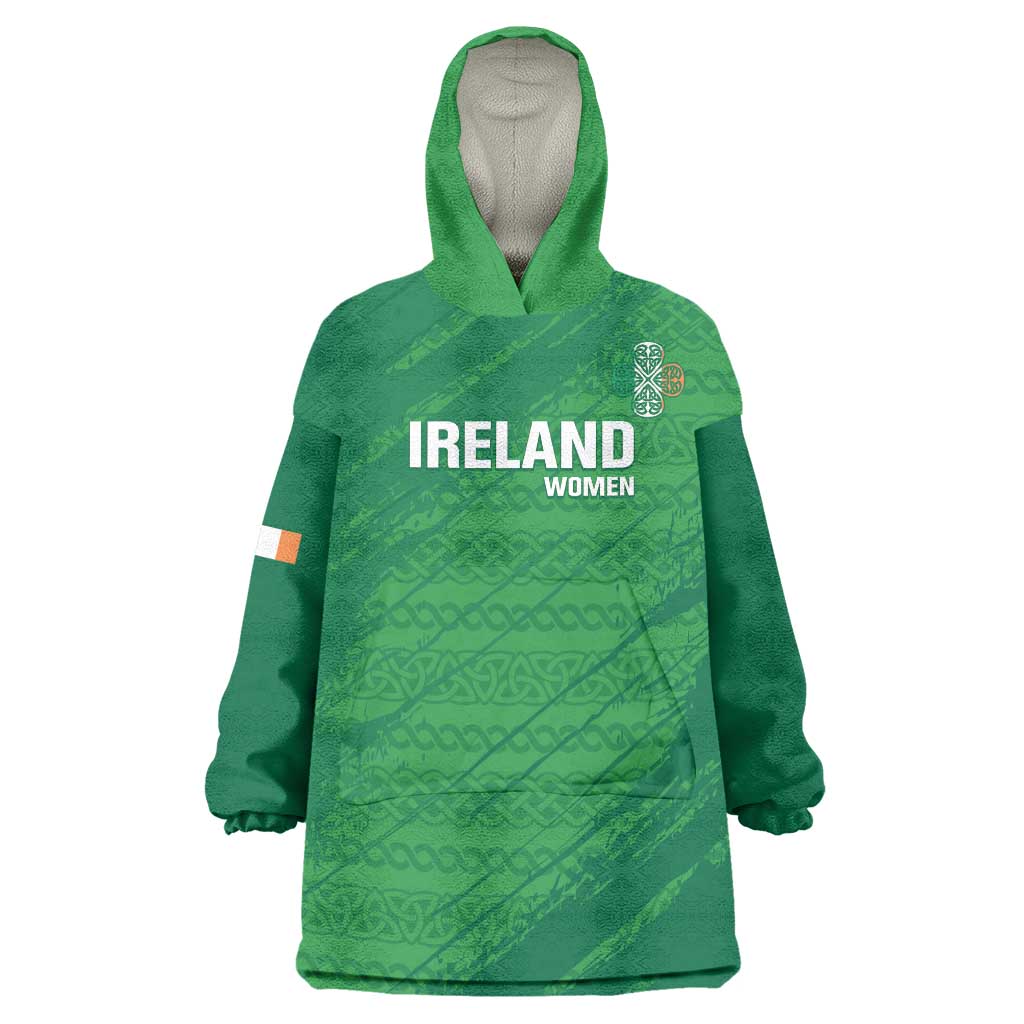 Custom Ireland Cricket Wearable Blanket Hoodie Irish Celtic Knot - National Color