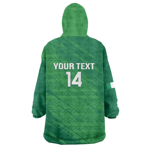 Custom Ireland Cricket Wearable Blanket Hoodie Irish Celtic Knot - National Color