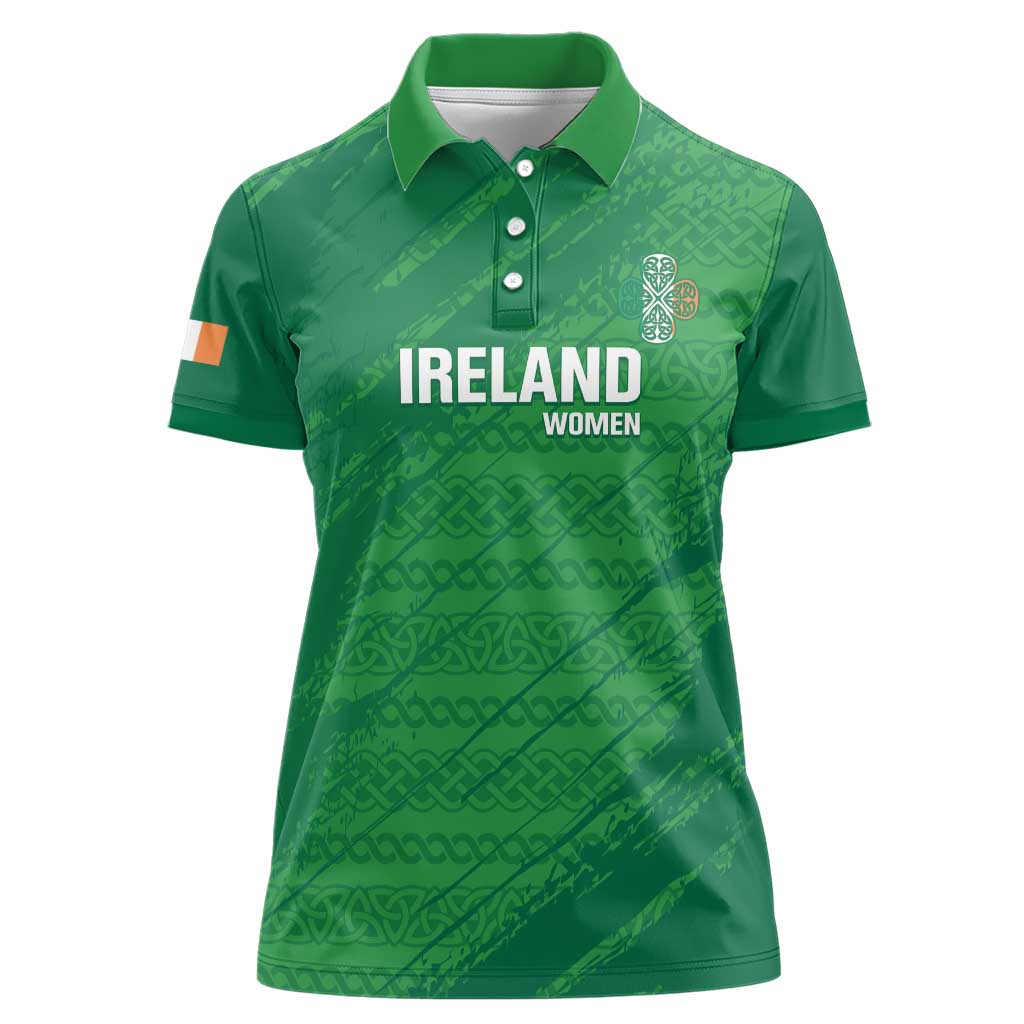 Custom Ireland Cricket Women Polo Shirt Irish Celtic Knot - National Color