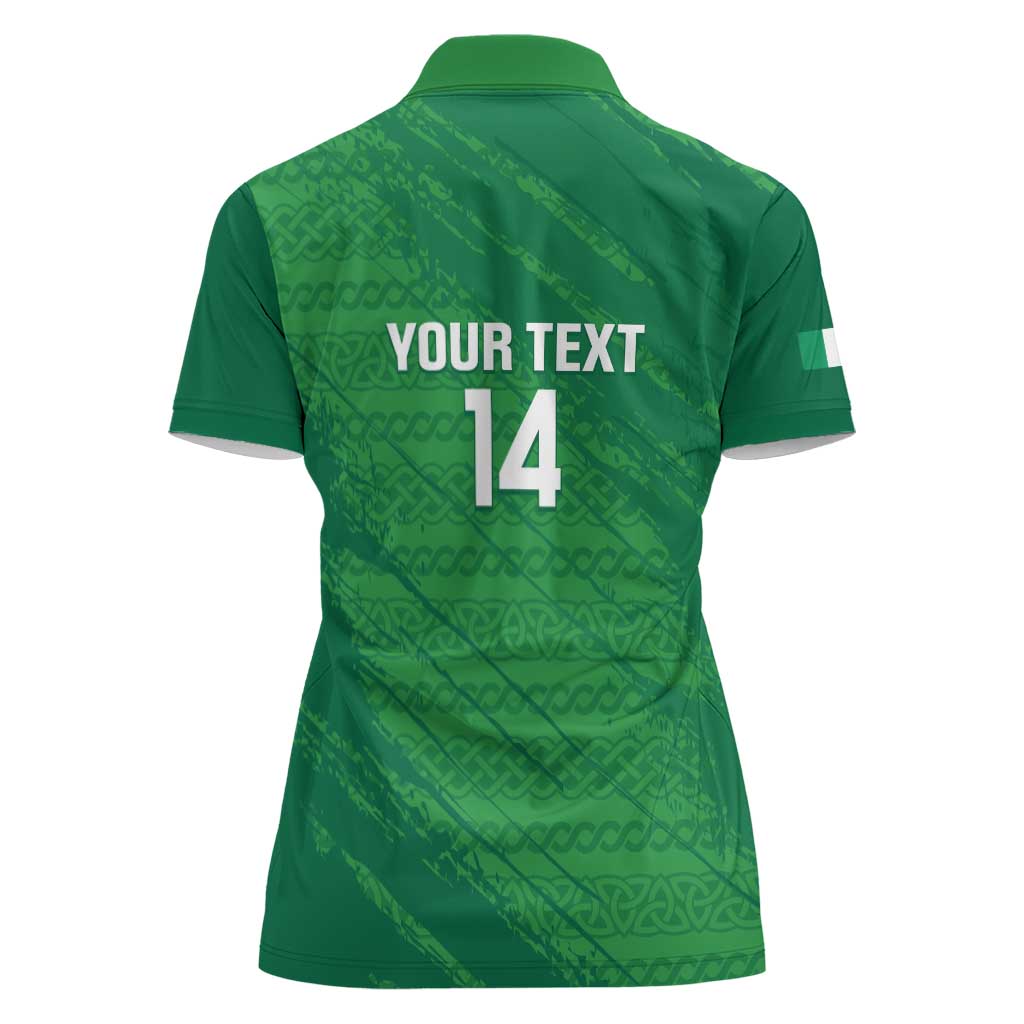 Custom Ireland Cricket Women Polo Shirt Irish Celtic Knot - National Color