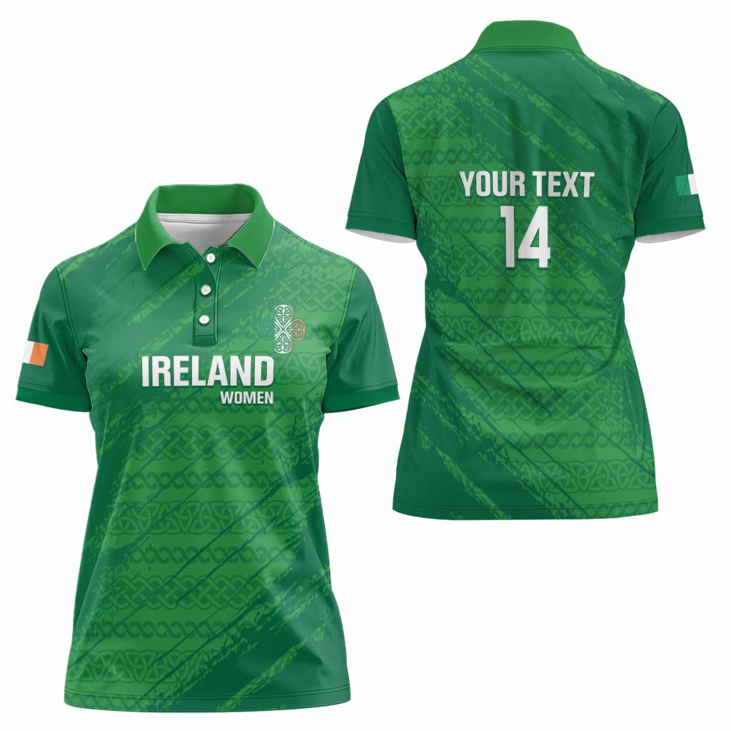 Custom Ireland Cricket Women Polo Shirt Irish Celtic Knot - National Color