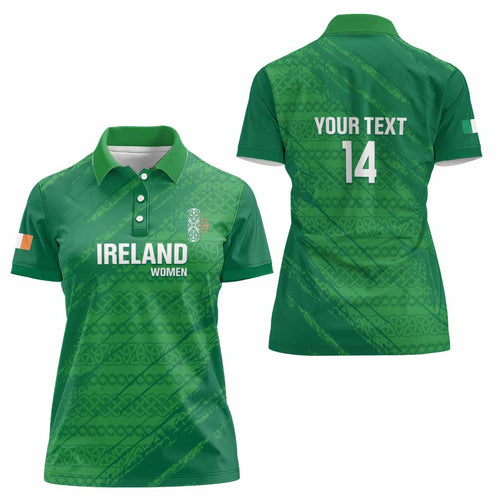 Custom Ireland Cricket Women Polo Shirt Irish Celtic Knot - National Color
