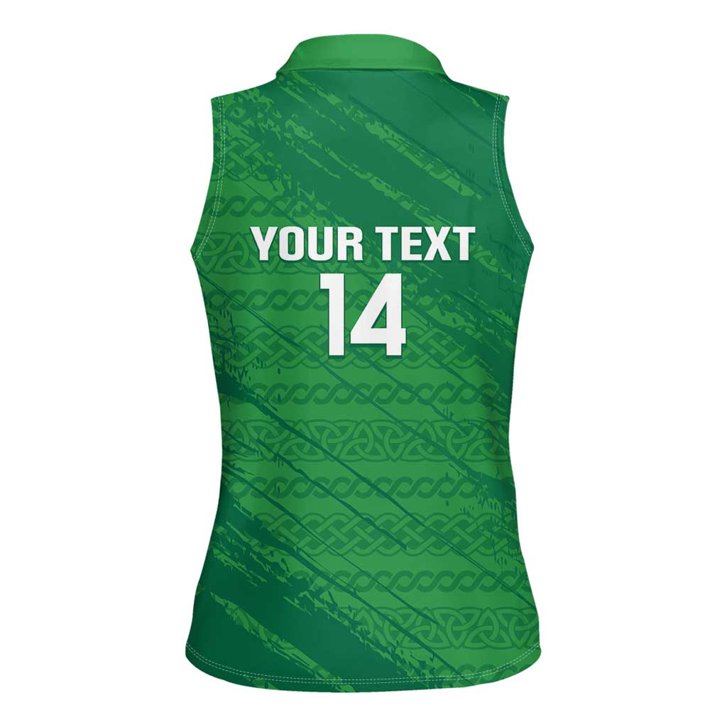 Custom Ireland Cricket Women Sleeveless Polo Shirt Irish Celtic Knot - National Color