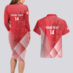 Custom England Cricket Couples Matching Long Sleeve Bodycon Dress and Hawaiian Shirt Go Champions Sporty Style