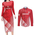 Custom England Cricket Couples Matching Long Sleeve Bodycon Dress and Long Sleeve Button Shirt Go Champions Sporty Style