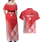 Custom England Cricket Couples Matching Off Shoulder Maxi Dress and Hawaiian Shirt Go Champions Sporty Style