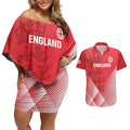 Custom England Cricket Couples Matching Off Shoulder Short Dress and Hawaiian Shirt Go Champions Sporty Style