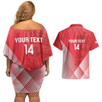Custom England Cricket Couples Matching Off Shoulder Short Dress and Hawaiian Shirt Go Champions Sporty Style