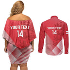 Custom England Cricket Couples Matching Off Shoulder Short Dress and Long Sleeve Button Shirt Go Champions Sporty Style