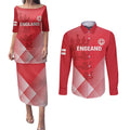 Custom England Cricket Couples Matching Puletasi and Long Sleeve Button Shirt Go Champions Sporty Style