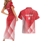 Custom England Cricket Couples Matching Short Sleeve Bodycon Dress and Hawaiian Shirt Go Champions Sporty Style