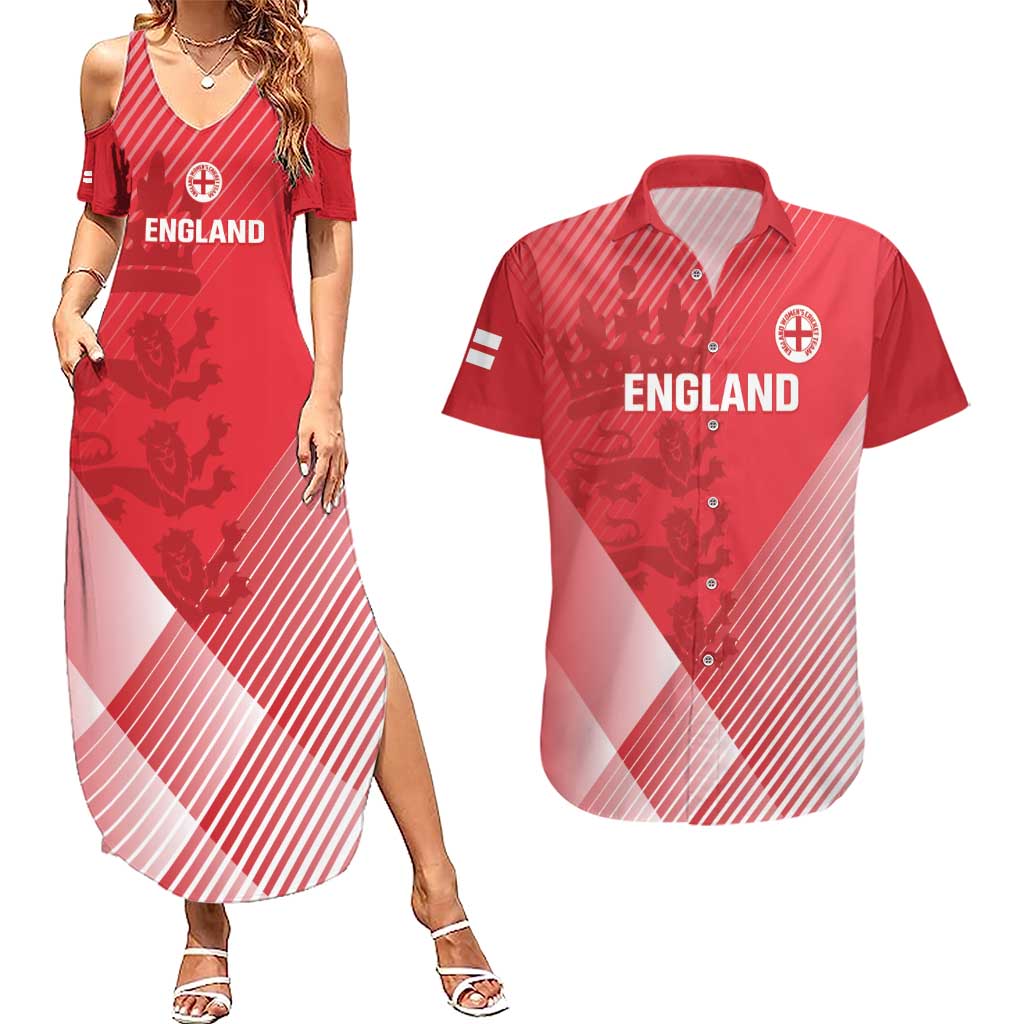 Custom England Cricket Couples Matching Summer Maxi Dress and Hawaiian Shirt Go Champions Sporty Style