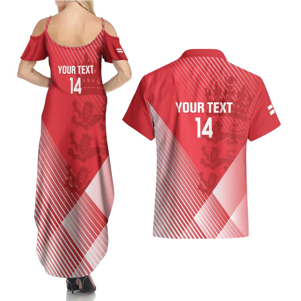 Custom England Cricket Couples Matching Summer Maxi Dress and Hawaiian Shirt Go Champions Sporty Style