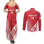 Custom England Cricket Couples Matching Summer Maxi Dress and Long Sleeve Button Shirt Go Champions Sporty Style