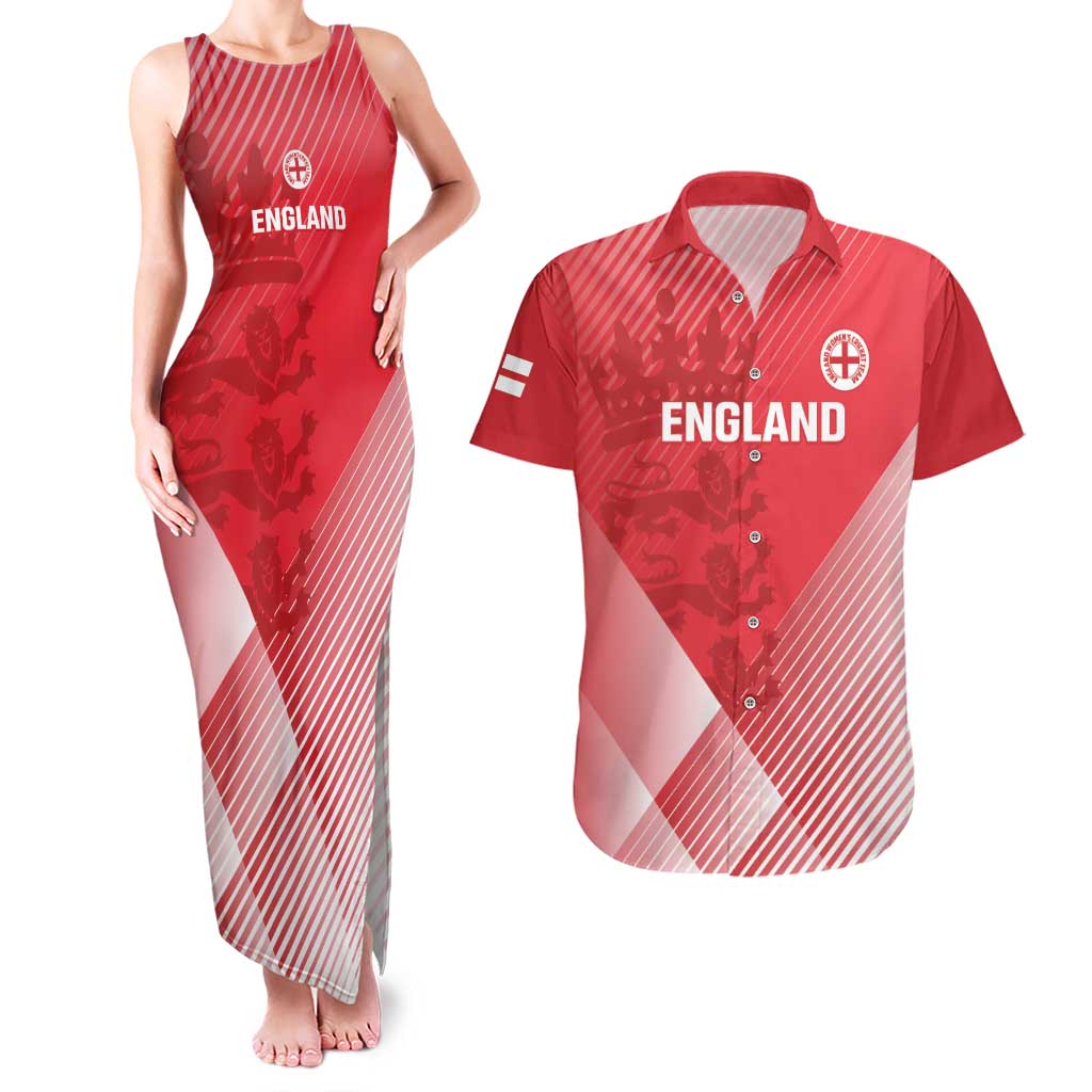 Custom England Cricket Couples Matching Tank Maxi Dress and Hawaiian Shirt Go Champions Sporty Style