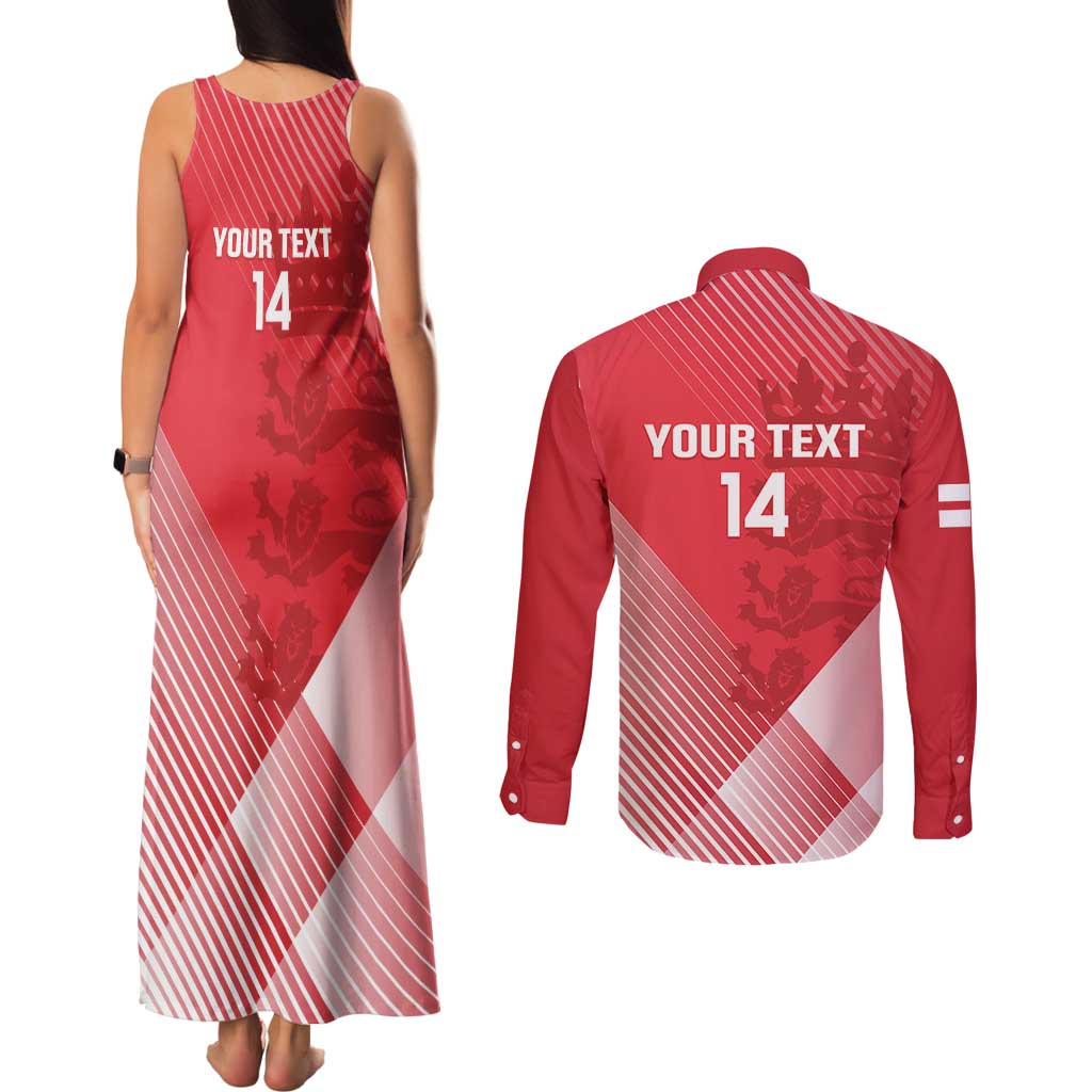 Custom England Cricket Couples Matching Tank Maxi Dress and Long Sleeve Button Shirt Go Champions Sporty Style