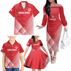 Custom England Cricket Family Matching Off The Shoulder Long Sleeve Dress and Hawaiian Shirt Go Champions Sporty Style