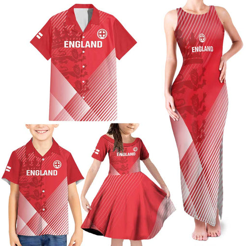 Custom England Cricket Family Matching Tank Maxi Dress and Hawaiian Shirt Go Champions Sporty Style