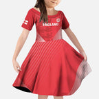 Custom England Cricket Kid Short Sleeve Dress Go Champions Sporty Style