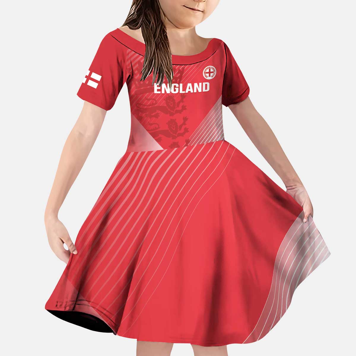 Custom England Cricket Kid Short Sleeve Dress Go Champions Sporty Style