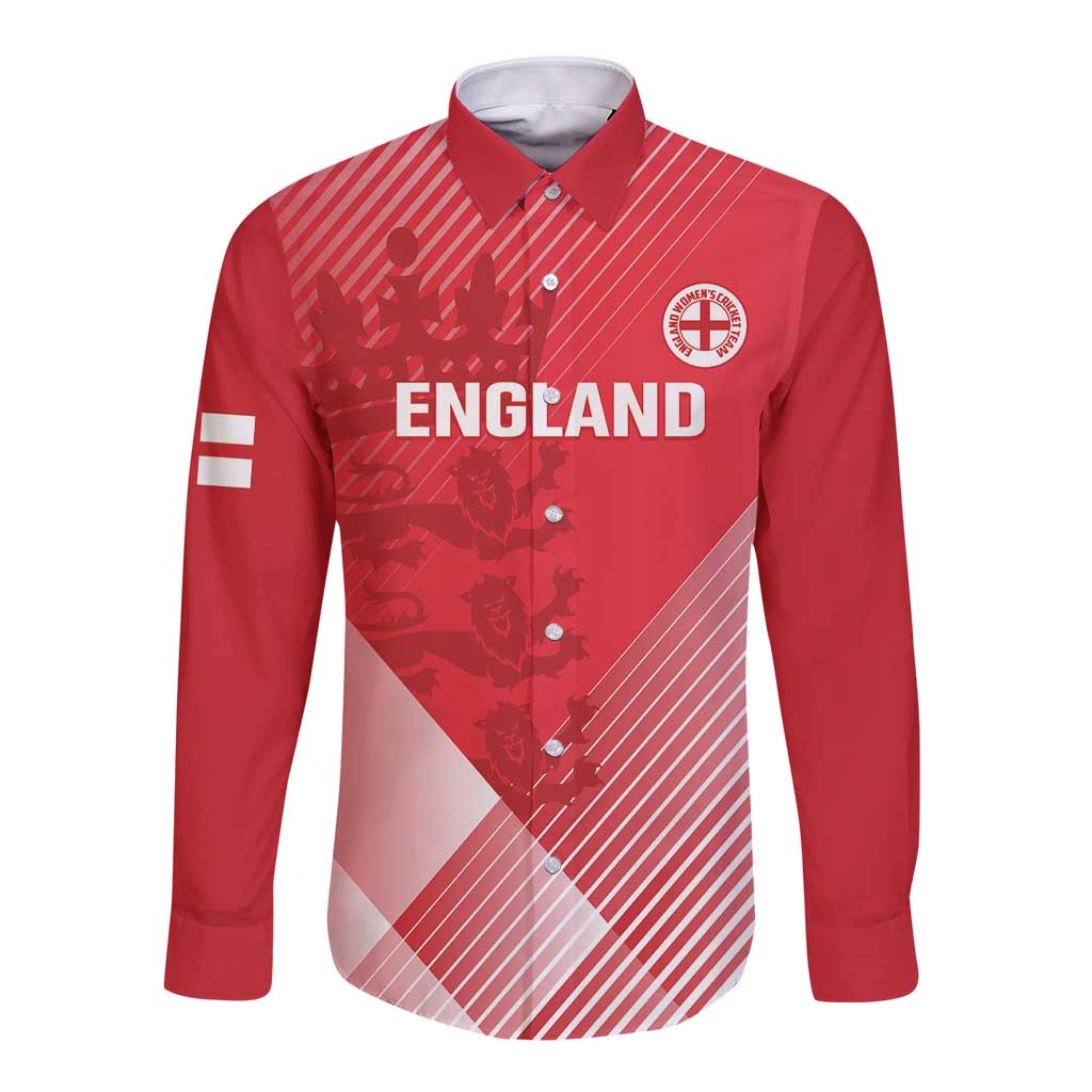 Custom England Cricket Long Sleeve Button Shirt Go Champions Sporty Style
